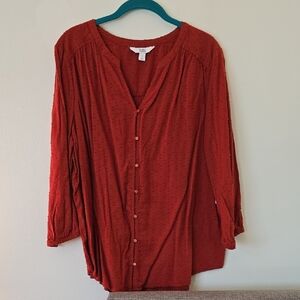 Croft & Barrow Rust Button-Up Blouse